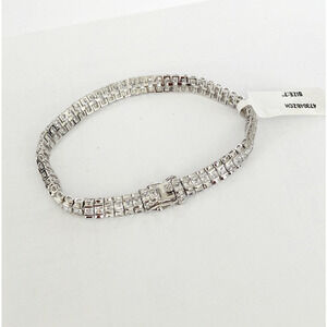 6mm Cubic Zirconia Rhodium Plated Tennis Bracelet